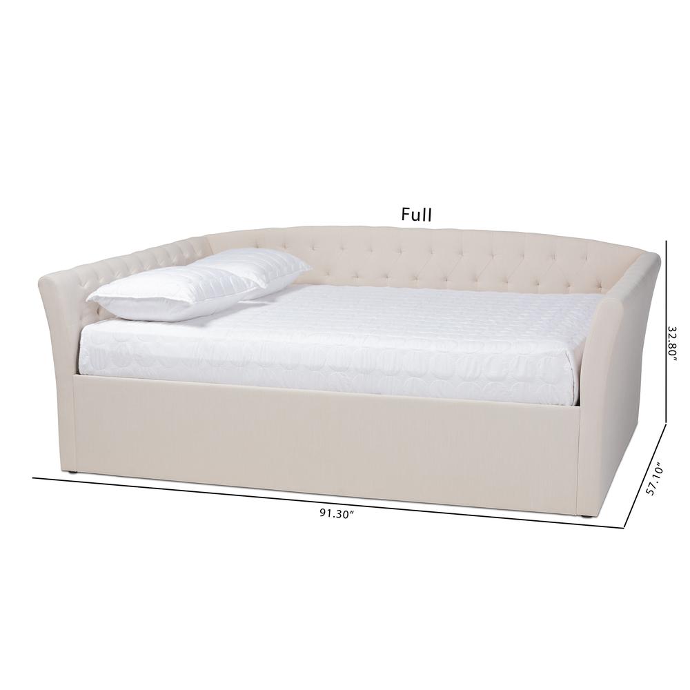 Delora Modern and Contemporary Beige Fabric Upholstered Queen Size Daybed. Picture 15