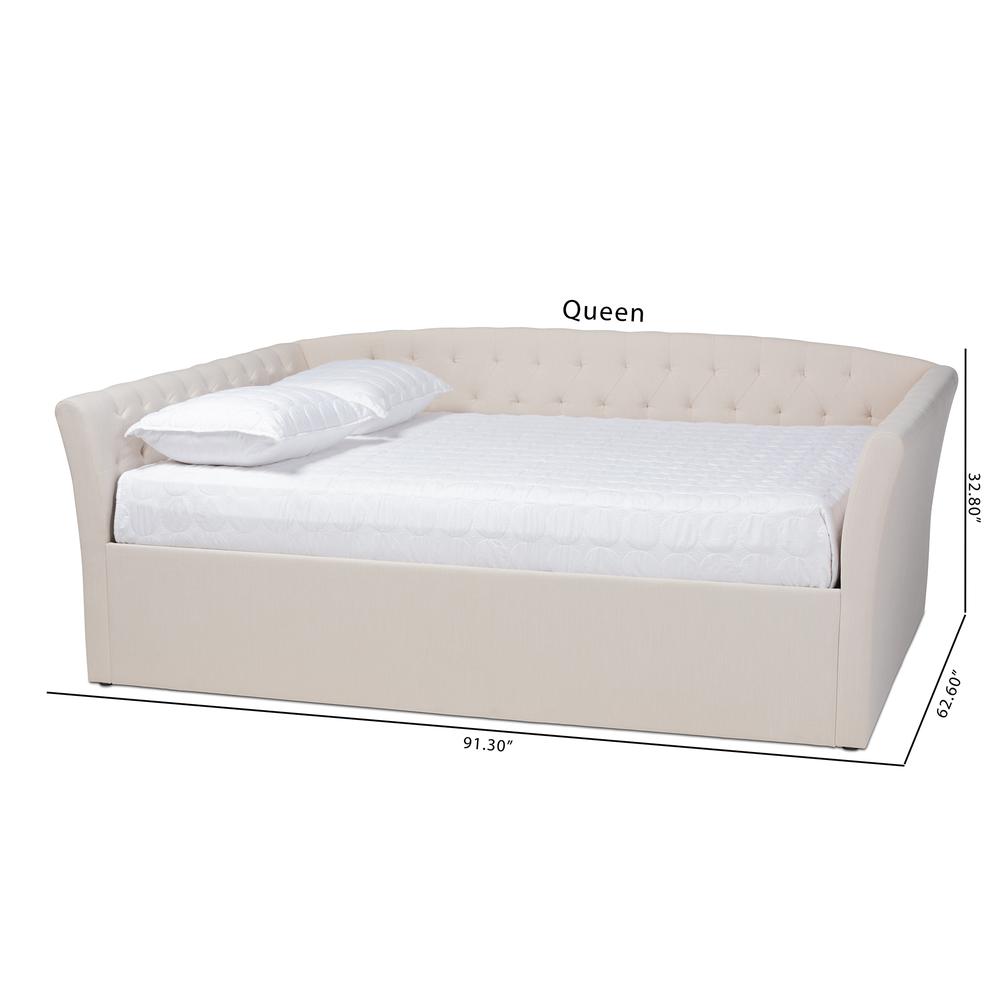 Delora Modern and Contemporary Beige Fabric Upholstered Queen Size Daybed. Picture 16
