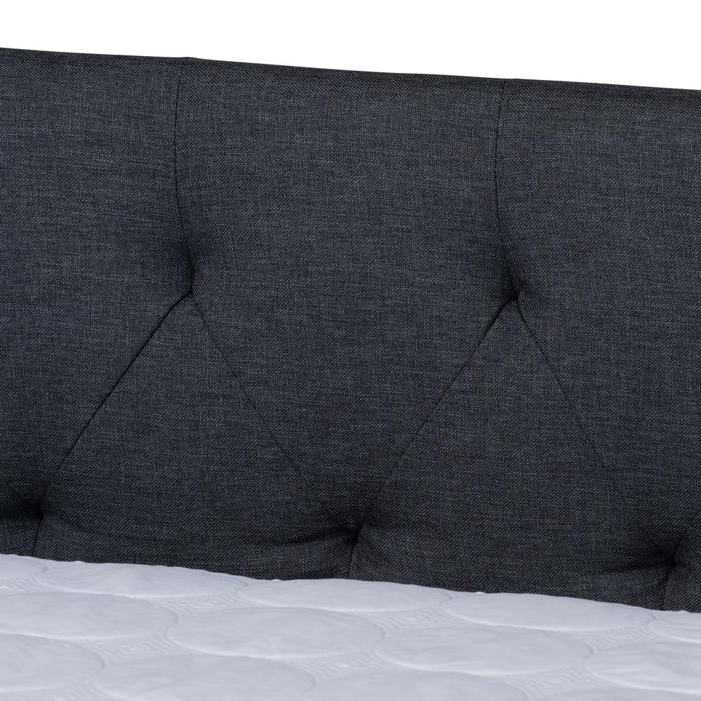 Dark Grey Fabric Upholstered Full Size Daybed with Roll-Out Trundle Bed. Picture 18