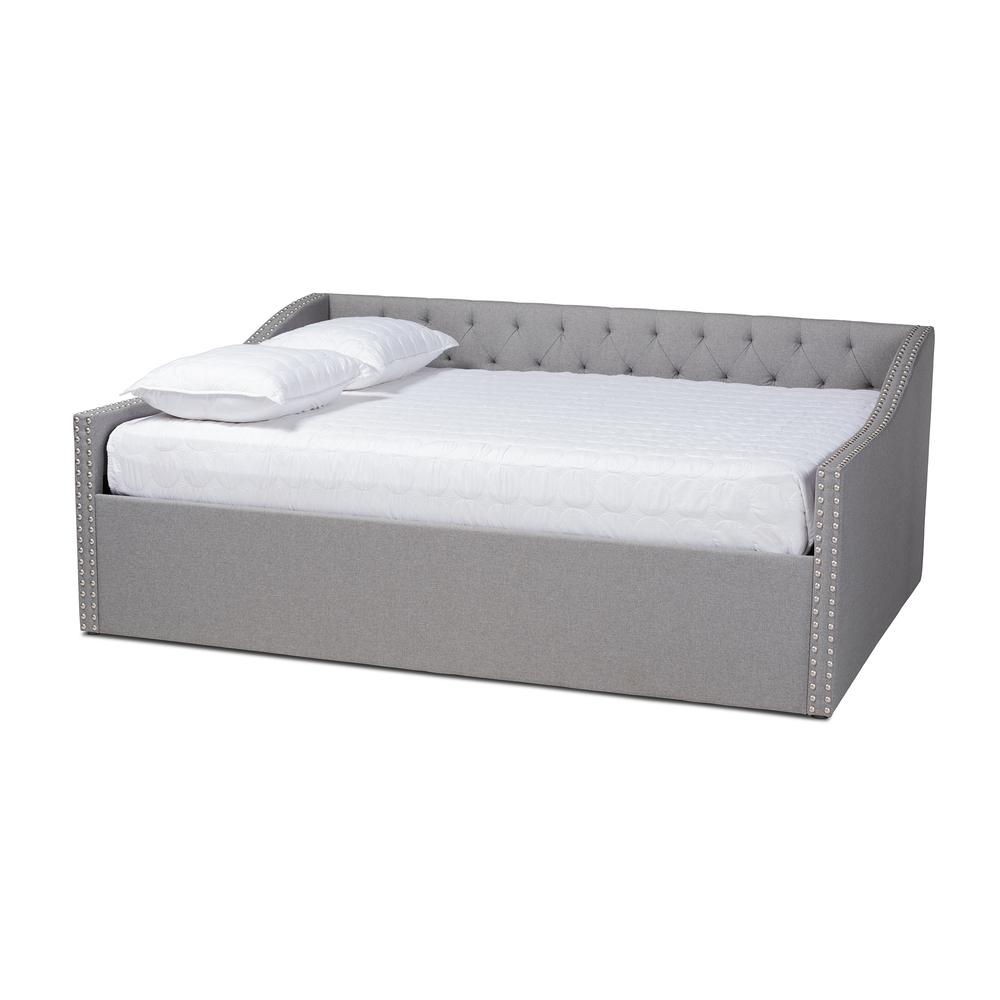 Haylie Modern and Contemporary Light Grey Fabric Upholstered Full Size Daybed. Picture 10