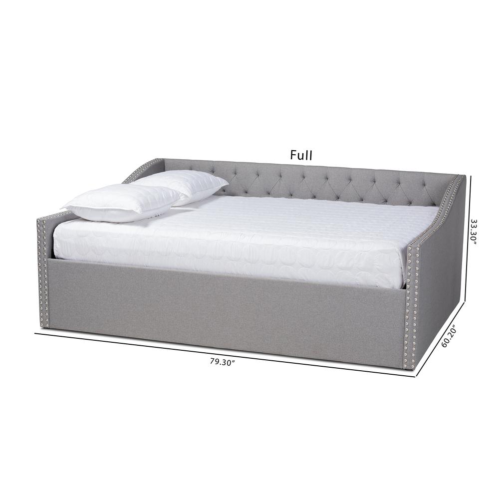 Haylie Modern and Contemporary Light Grey Fabric Upholstered Full Size Daybed. Picture 17
