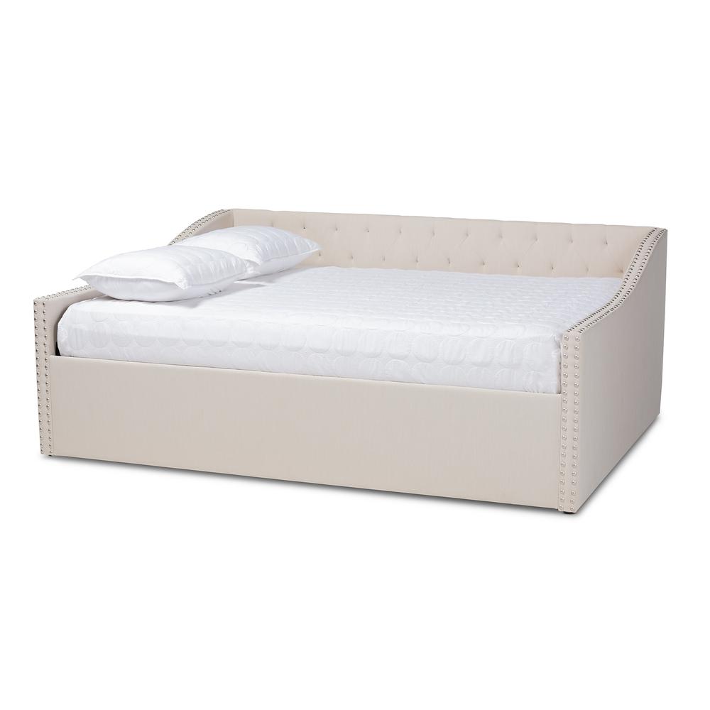 Haylie Modern and Contemporary Beige Fabric Upholstered Full Size Daybed. Picture 10