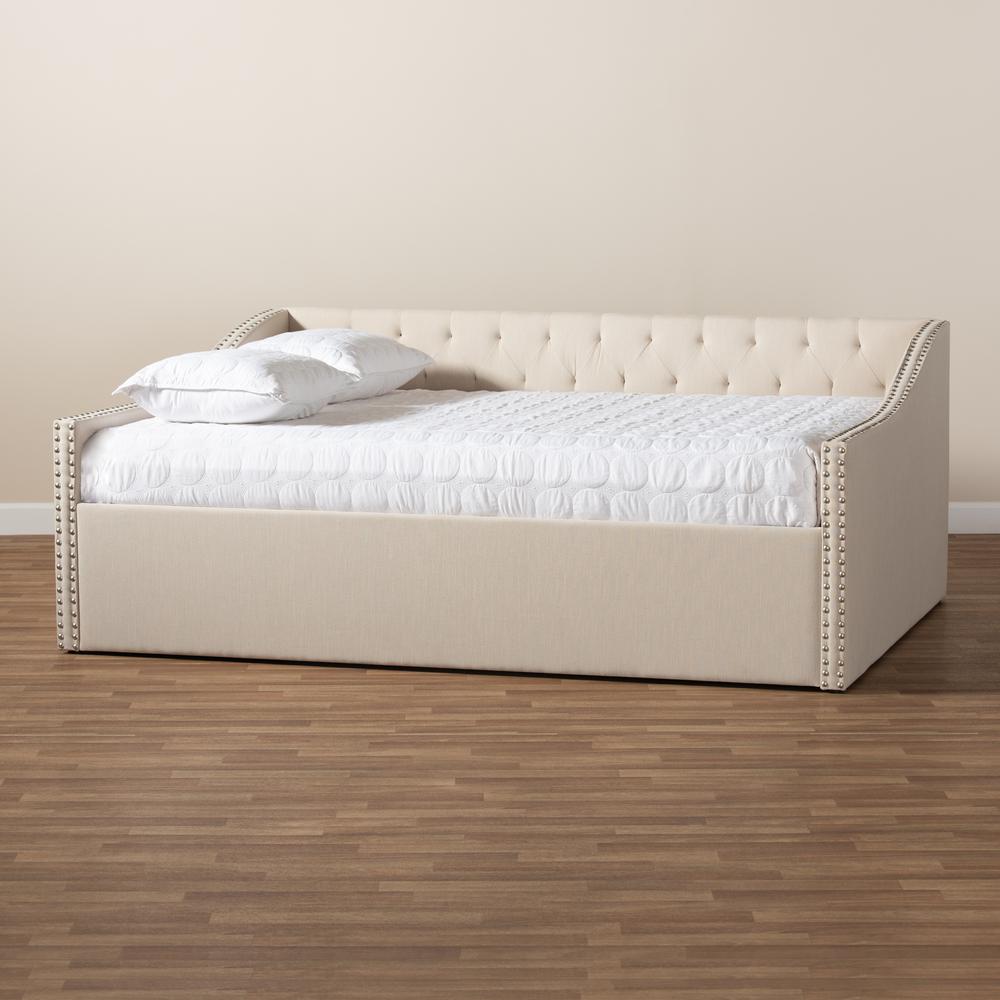 Baxton Studio Haylie Modern and Contemporary Beige Fabric Upholstered Full Size Daybed. Picture 7