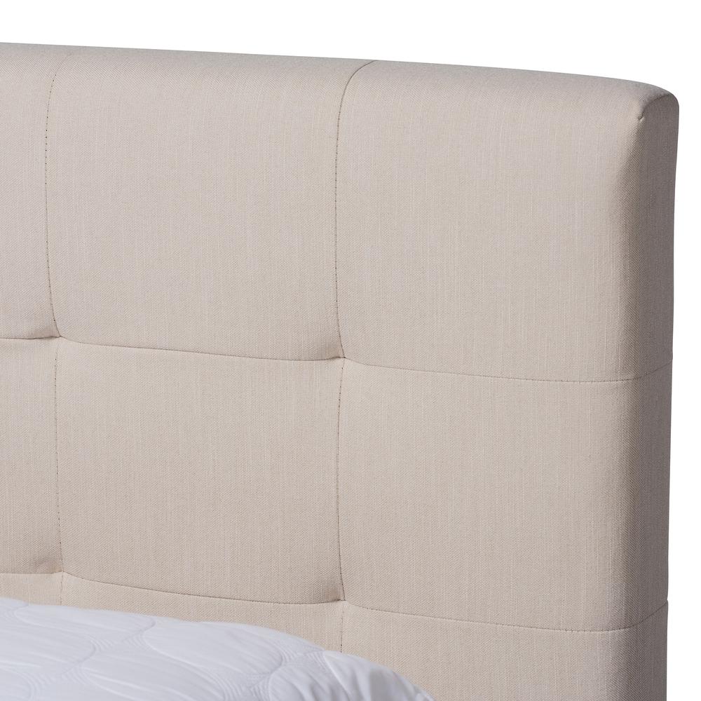 Baxton Studio Maren Mid-Century Modern Beige Fabric Upholstered Queen Size Platform Bed with Two Nightstands. Picture 5