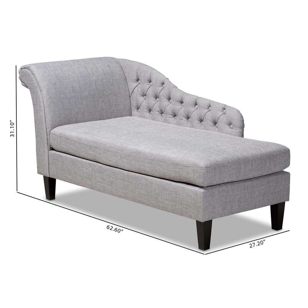 Grey Fabric Upholstered Black Finished Chaise Lounge. Picture 18