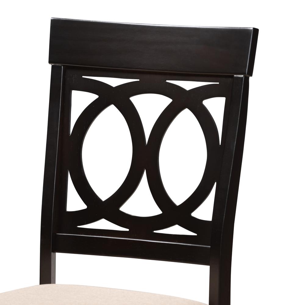 Charlottle Modern Beige Fabric and Dark Brown Finished Wood 5-Piece Dining Set. Picture 15