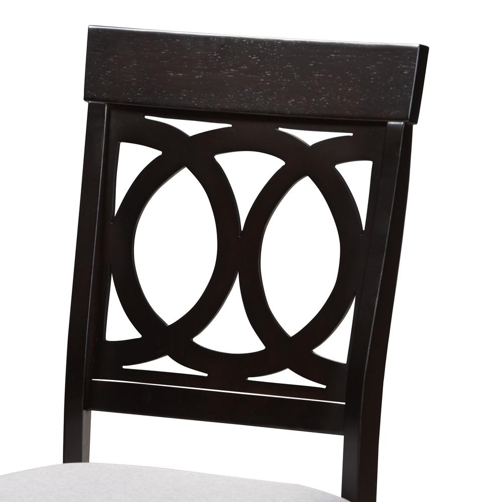 Jessie Modern Grey Fabric and Dark Brown Finished Wood 5-Piece Dining Set. Picture 15