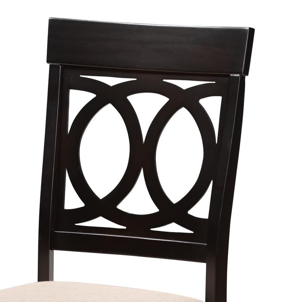 Charlottle Modern Grey Fabric and Dark Brown Finished Wood 5-Piece Dining Set. Picture 15