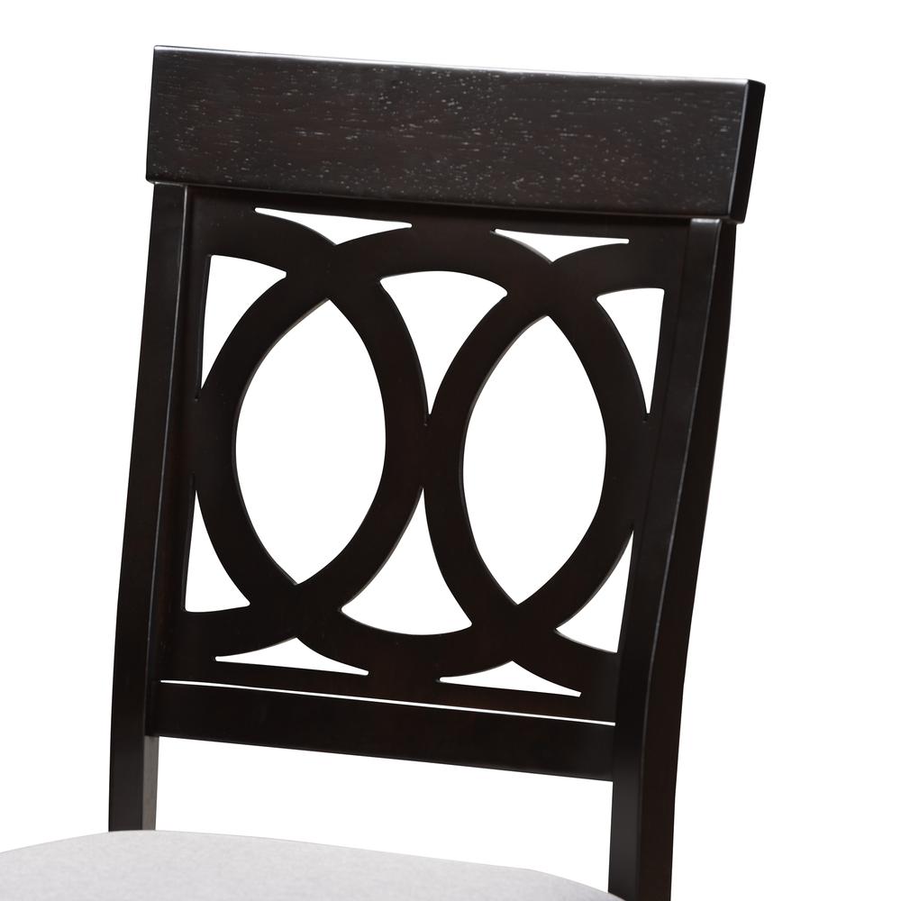 Estelle Modern Grey Fabric and Dark Brown Finished Wood 5-Piece Dining Set. Picture 15