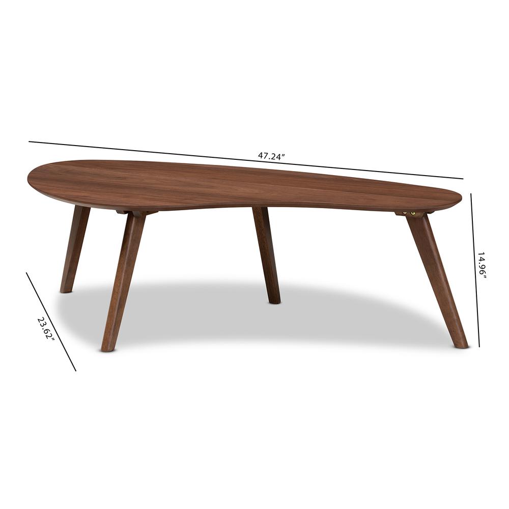 Baxton Studio Scarlette Mid-Century Modern Walnut Finished Coffee Table. Picture 16