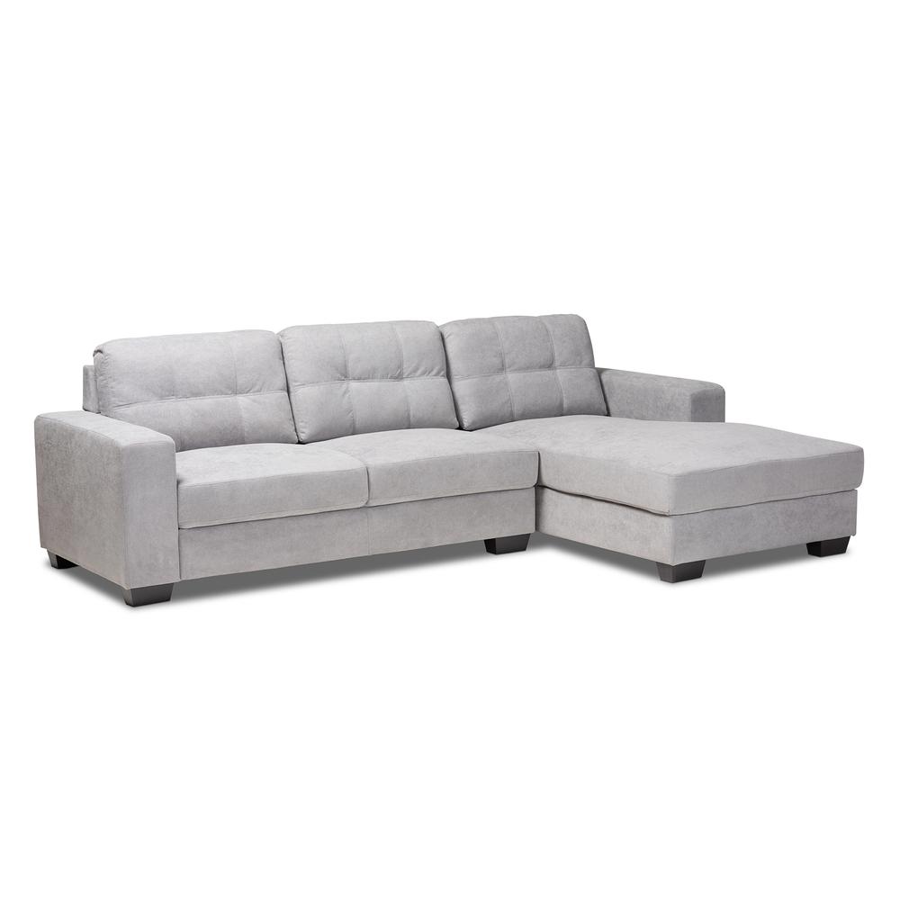 Light Grey Fabric Upholstered Sectional Sofa with Right Facing Chaise. Picture 7