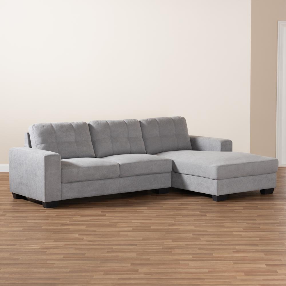 Light Grey Fabric Upholstered Sectional Sofa with Right Facing Chaise. Picture 11