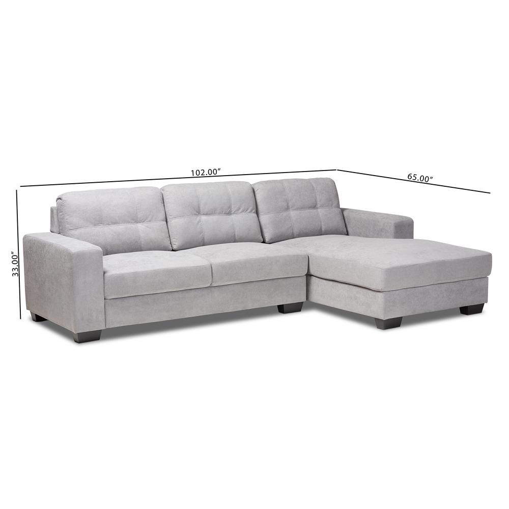 Light Grey Fabric Upholstered Sectional Sofa with Right Facing Chaise. Picture 12
