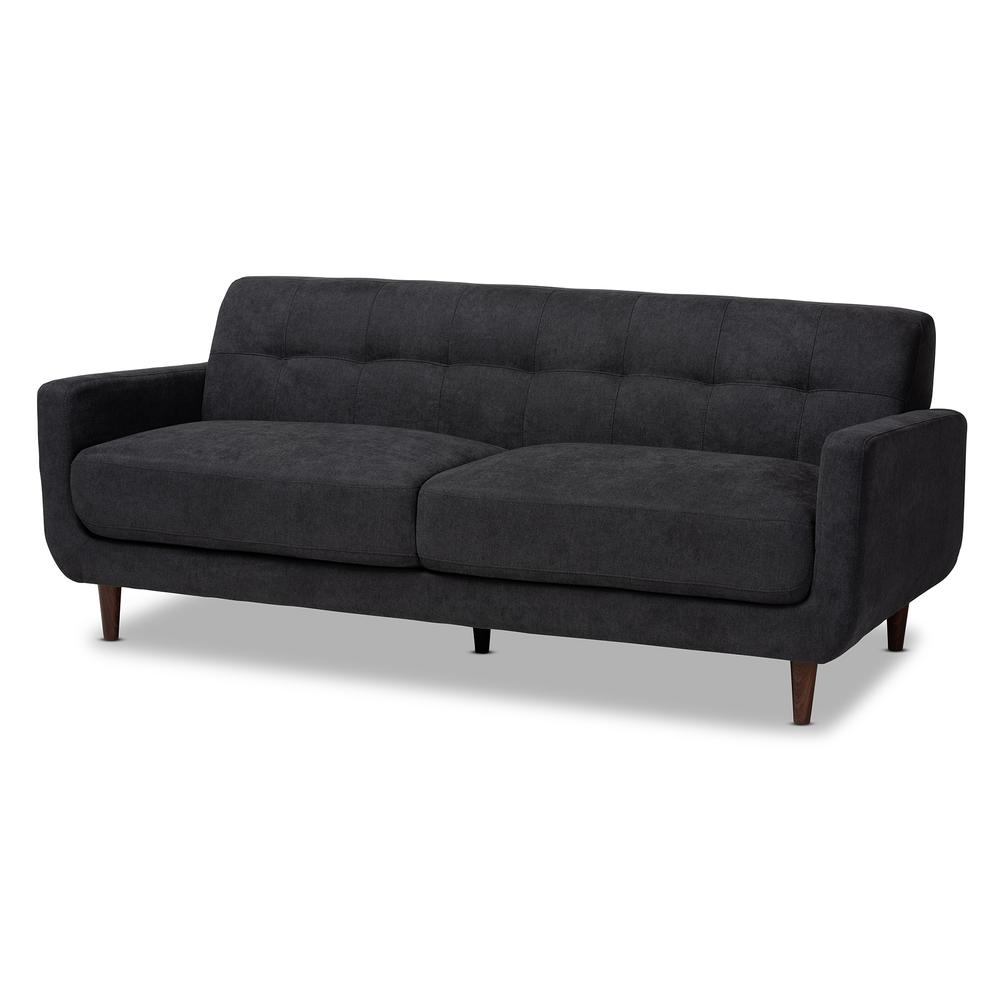 Allister Mid-Century Modern Dark Grey Fabric Upholstered 2-Piece Living Room Set. Picture 11