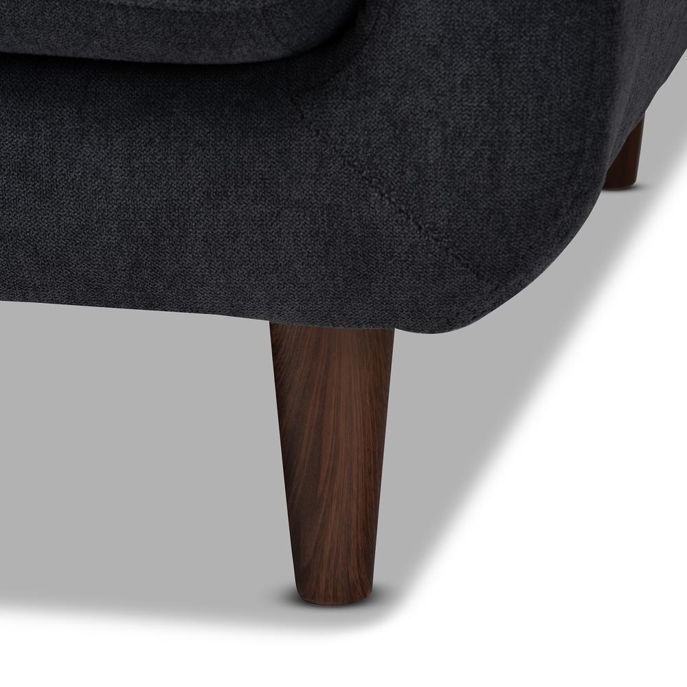 Allister Mid-Century Modern Dark Grey Fabric Upholstered 2-Piece Living Room Set. Picture 13