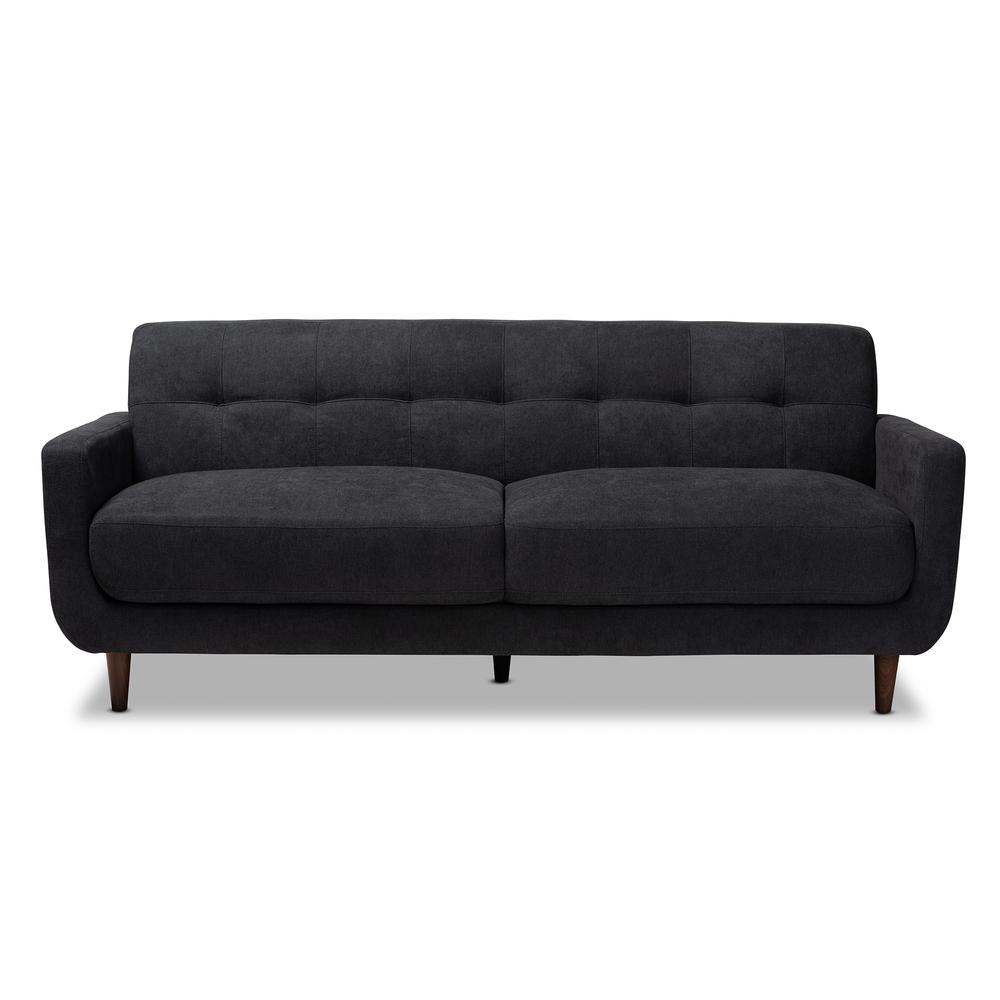 Baxton Studio Allister Mid-Century Modern Dark Grey Fabric Upholstered Sofa. Picture 11
