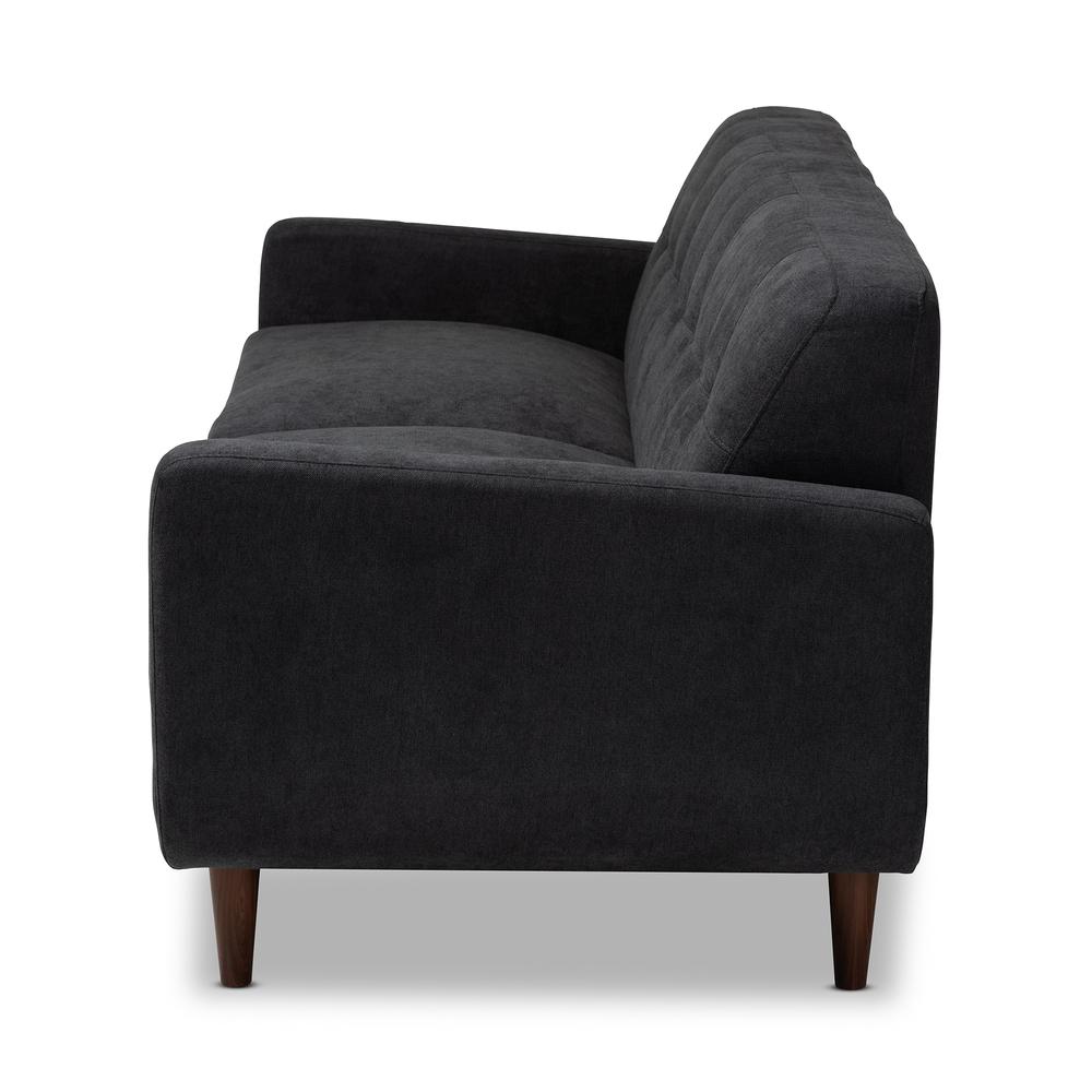 Baxton Studio Allister Mid-Century Modern Dark Grey Fabric Upholstered Sofa. Picture 12