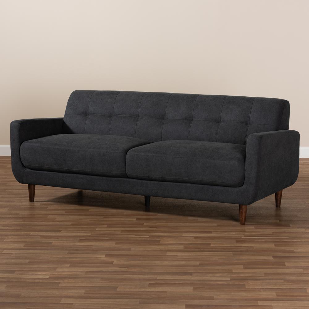 Baxton Studio Allister Mid-Century Modern Dark Grey Fabric Upholstered Sofa. Picture 17