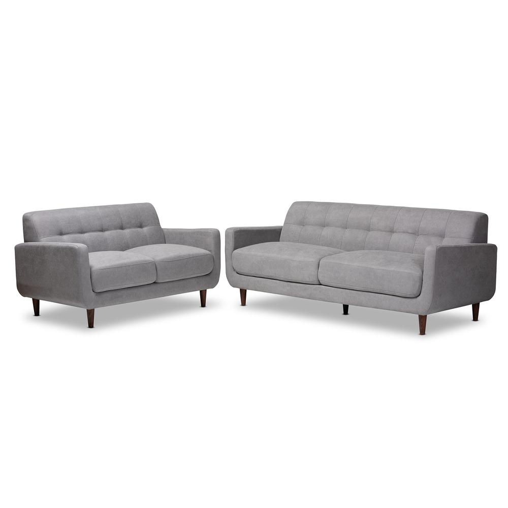 Light Grey Fabric Upholstered 2-Piece Living Room Set. Picture 9