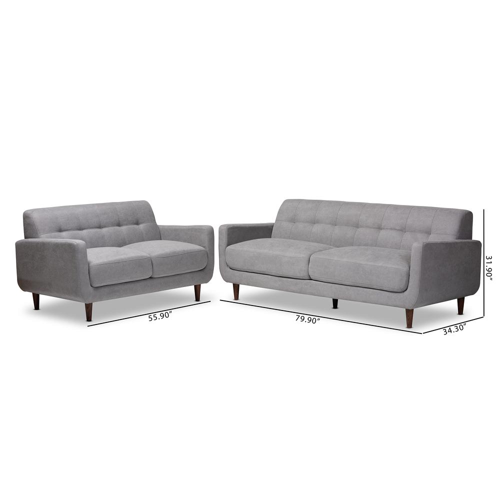 Light Grey Fabric Upholstered 2-Piece Living Room Set. Picture 16
