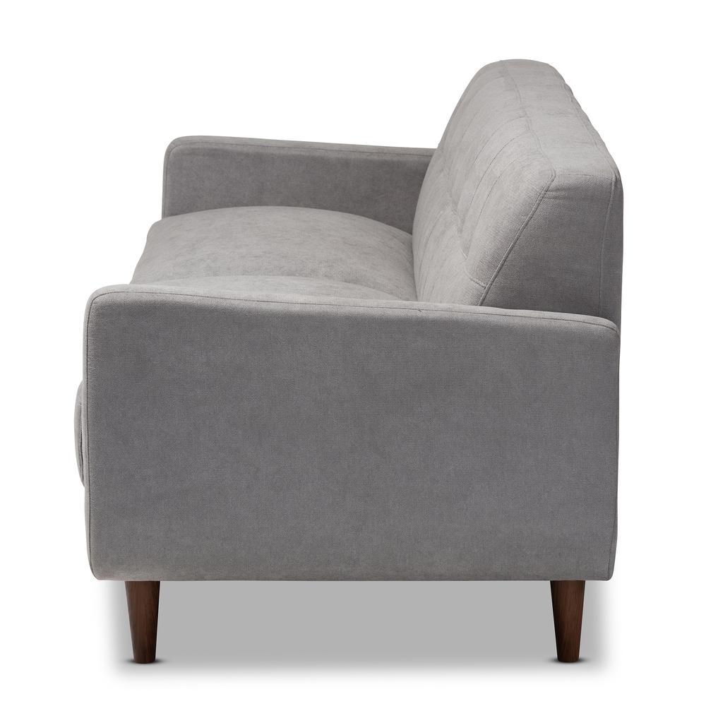 Baxton Studio Allister Mid-Century Modern Light Grey Fabric Upholstered Sofa. Picture 12
