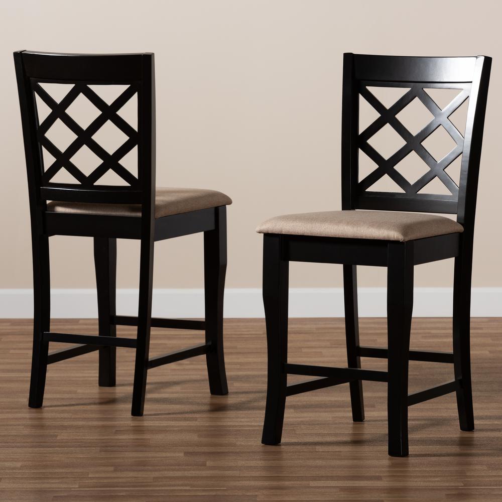 Fabric Upholstered Espresso Brown Finished 2-Piece Wood Counter Stool Set of 4. Picture 15