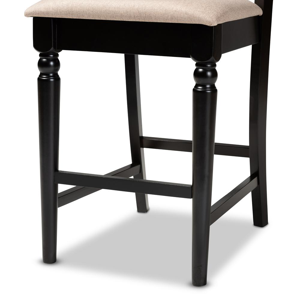 Fabric Upholstered Espresso Brown Finished 2-Piece Wood Counter Stool Set of 4. Picture 13