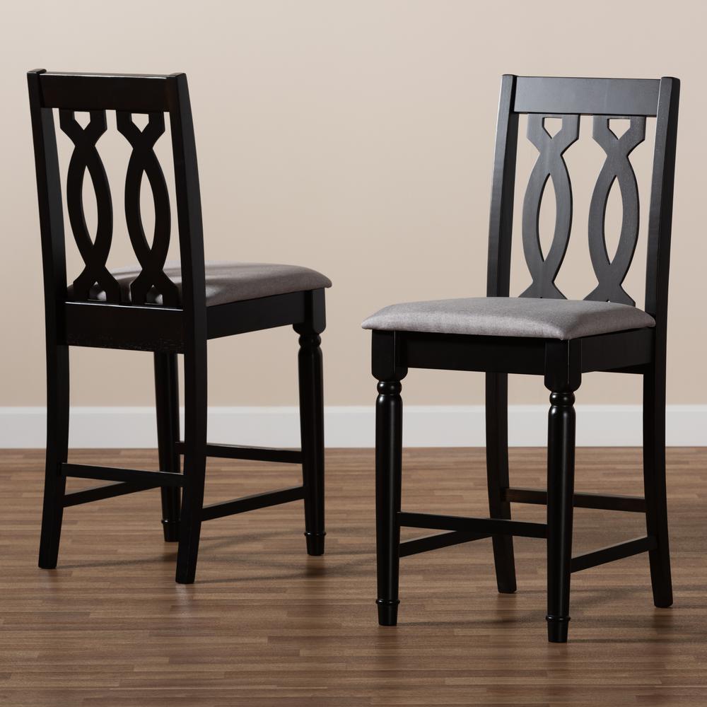 Espresso Brown Finished 2-Piece Wood Counter Stool Set of 4. Picture 15