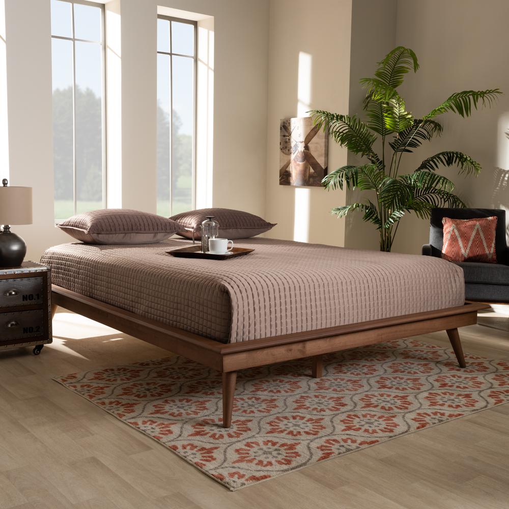 Baxton Studio Karine Mid-Century Modern Walnut Brown Finished Wood Queen Size Platform Bed Frame. Picture 5