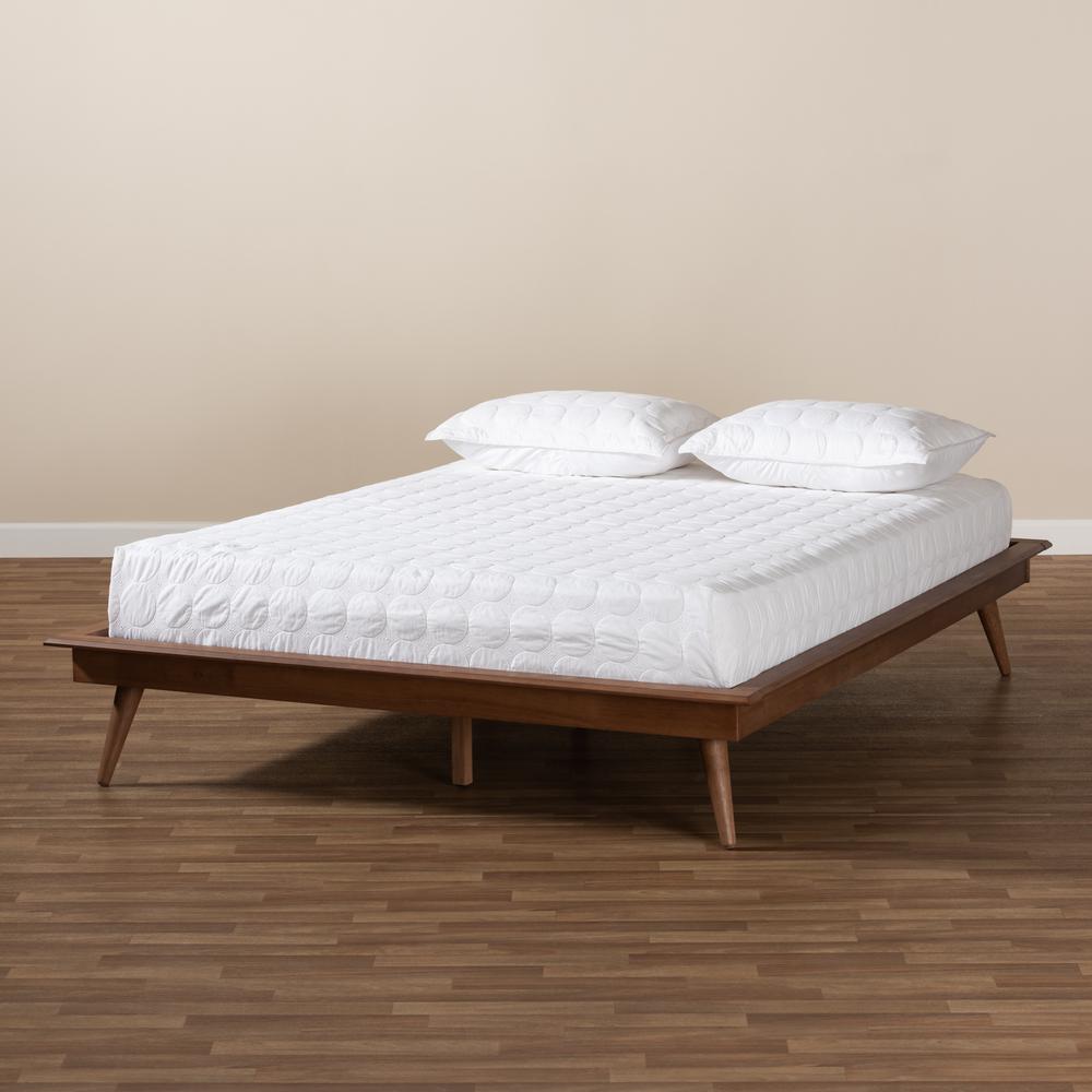 Baxton Studio Karine Mid-Century Modern Walnut Brown Finished Wood Queen Size Platform Bed Frame. Picture 6