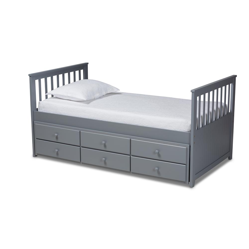 Trine Classic and Traditional Grey Finished Wood Twin Size Daybed with Trundle. Picture 12