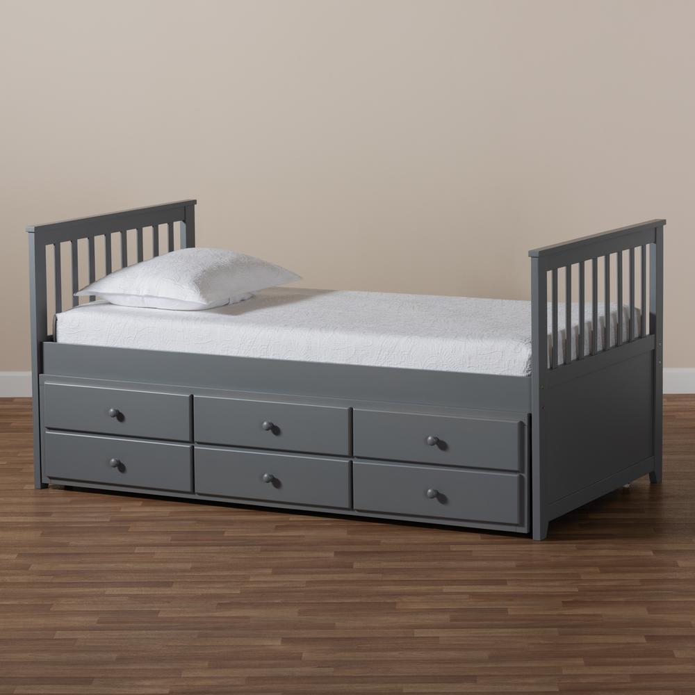 Trine Classic and Traditional Grey Finished Wood Twin Size Daybed with Trundle. Picture 21