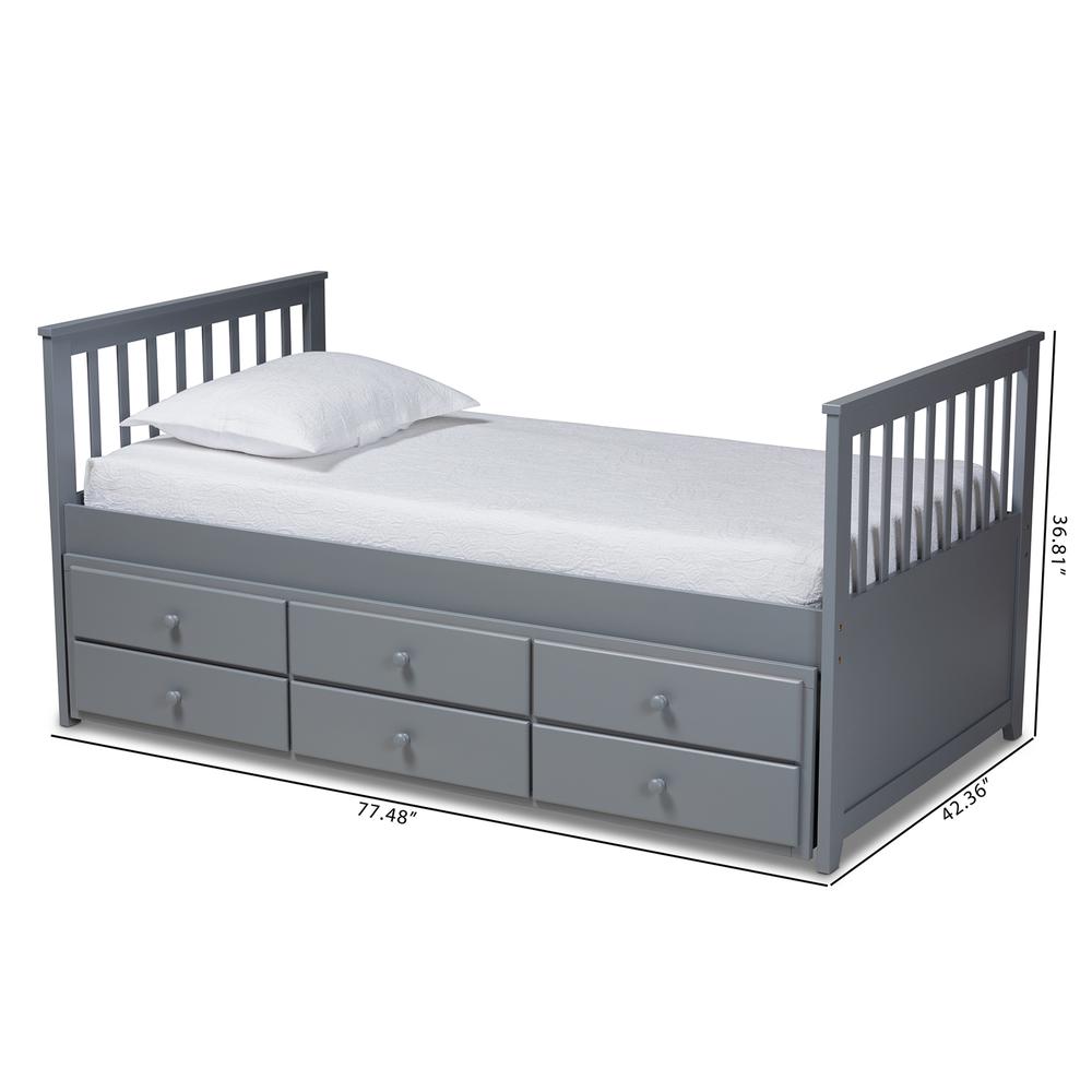 Trine Classic and Traditional Grey Finished Wood Twin Size Daybed with Trundle. Picture 22