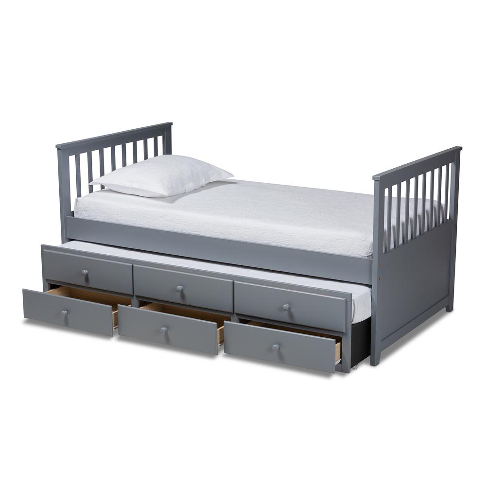 Trine Classic and Traditional Grey Finished Wood Twin Size Daybed with Trundle. Picture 13