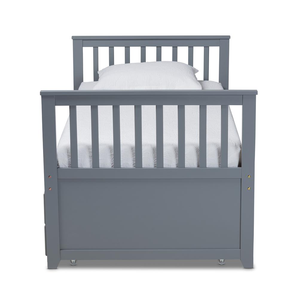 Trine Classic and Traditional Grey Finished Wood Twin Size Daybed with Trundle. Picture 14
