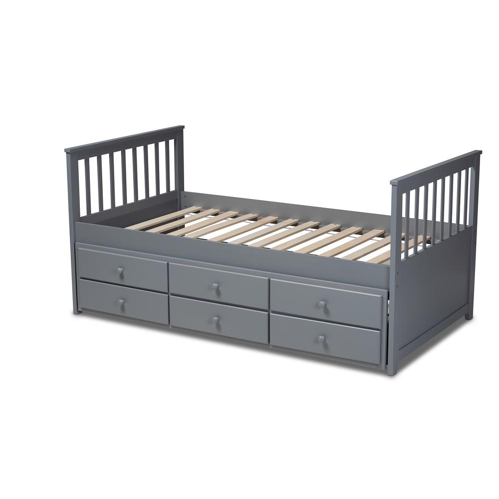 Trine Classic and Traditional Grey Finished Wood Twin Size Daybed with Trundle. Picture 15
