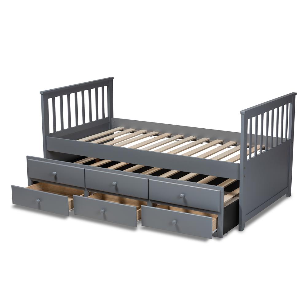 Trine Classic and Traditional Grey Finished Wood Twin Size Daybed with Trundle. Picture 16