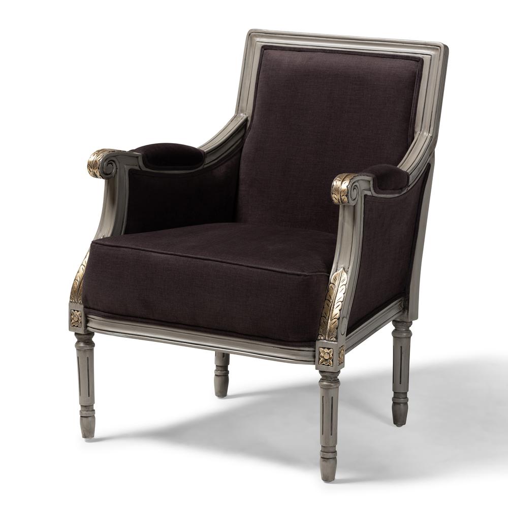 Grey Finished Armchair with Goldleaf Detailing. Picture 10