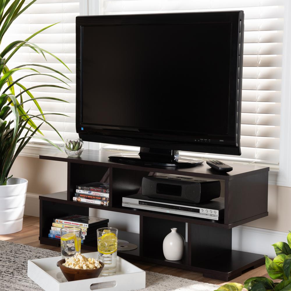 Baxton Studio Arne Modern and Contemporary Dark Brown Finished Wood TV Stand. Picture 5
