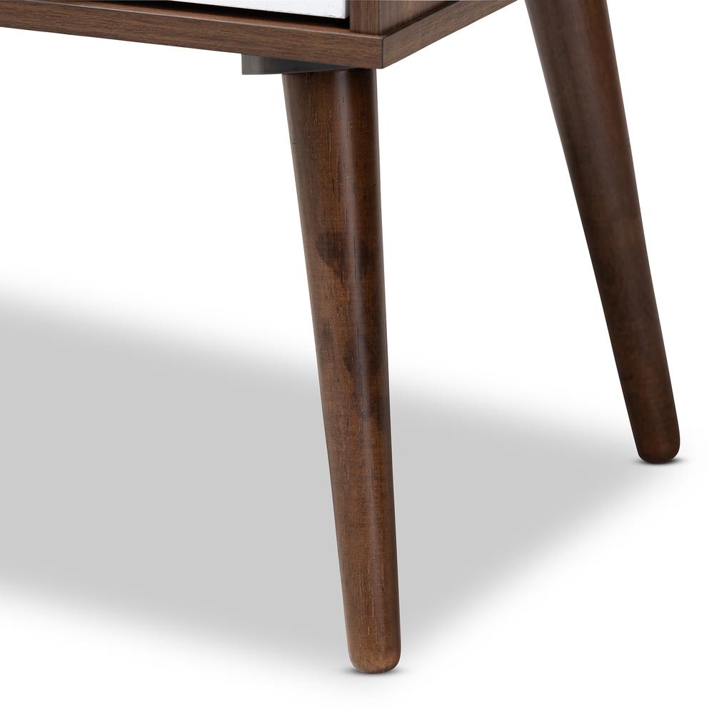 Two-Tone White and Walnut Finished 1-Drawer Wood End Table. Picture 15