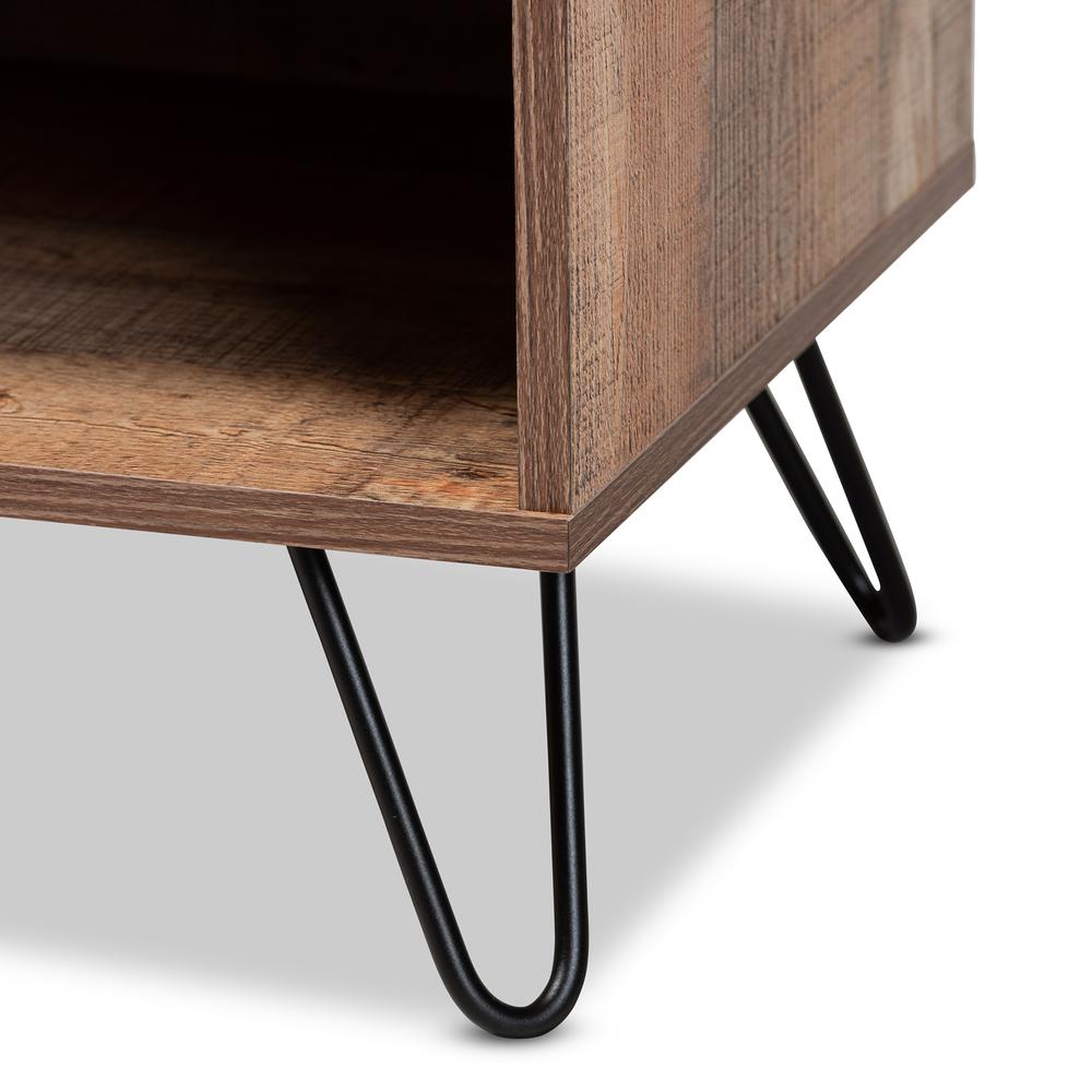 Baxton Studio Iver Modern and Contemporary Rustic Oak Finished 1-Door Wood TV Stand. Picture 15