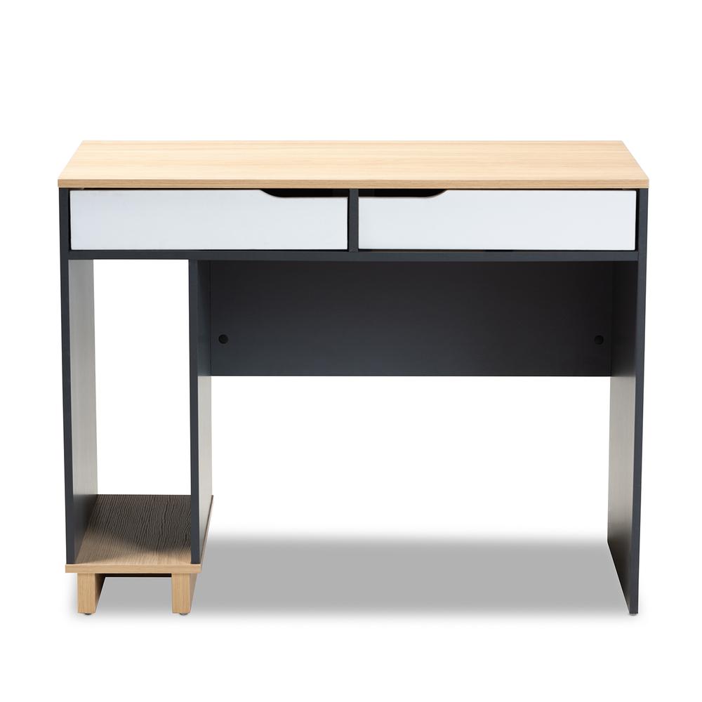 Baxton Studio Reed Mid-Century Modern 2-Drawer Multicolor Wood Computer Desk. Picture 11