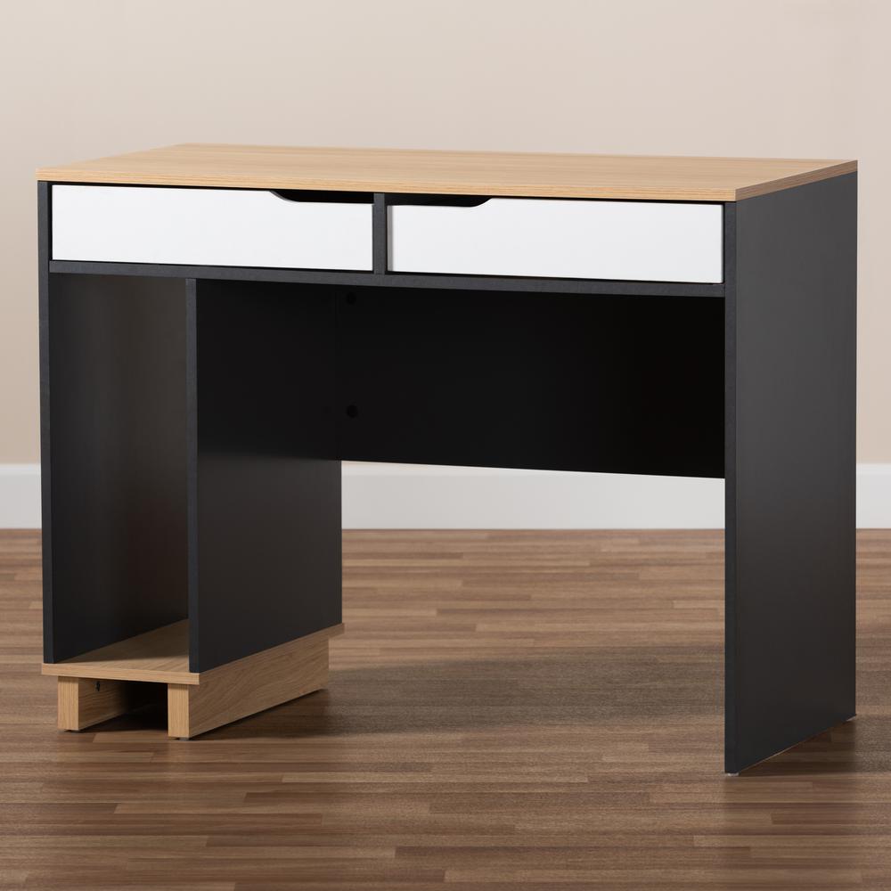 Baxton Studio Reed Mid-Century Modern 2-Drawer Multicolor Wood Computer Desk. Picture 17