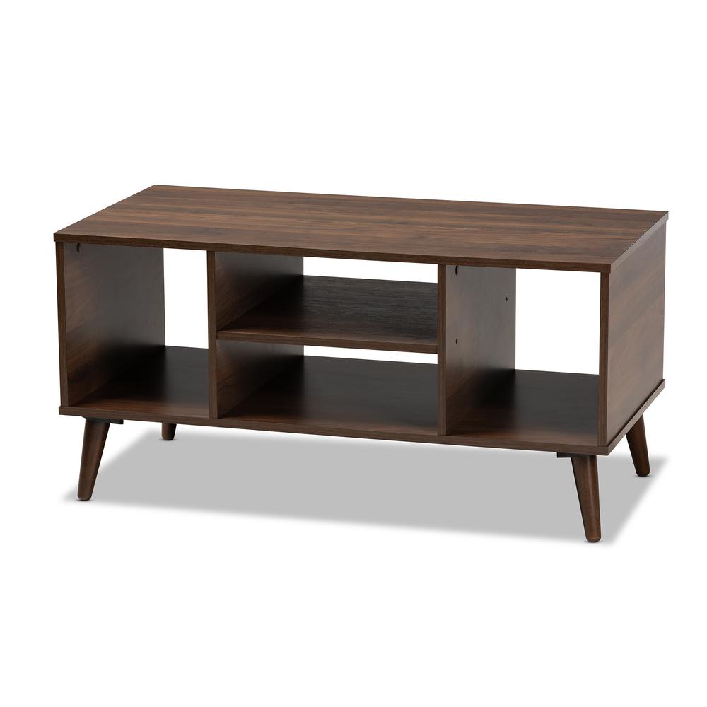 Baxton Studio Linas Mid-Century Modern Walnut Finished Coffee Table. Picture 8