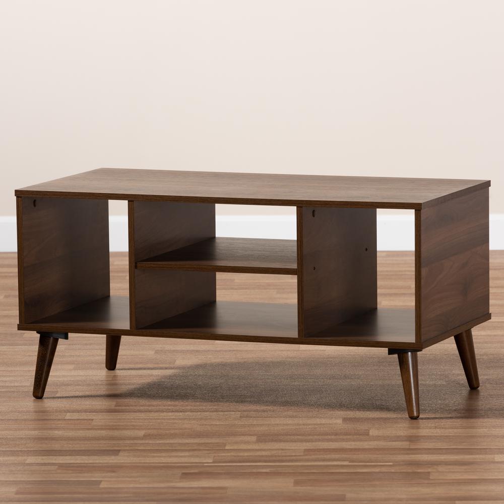 Baxton Studio Linas Mid-Century Modern Walnut Finished Coffee Table. Picture 15