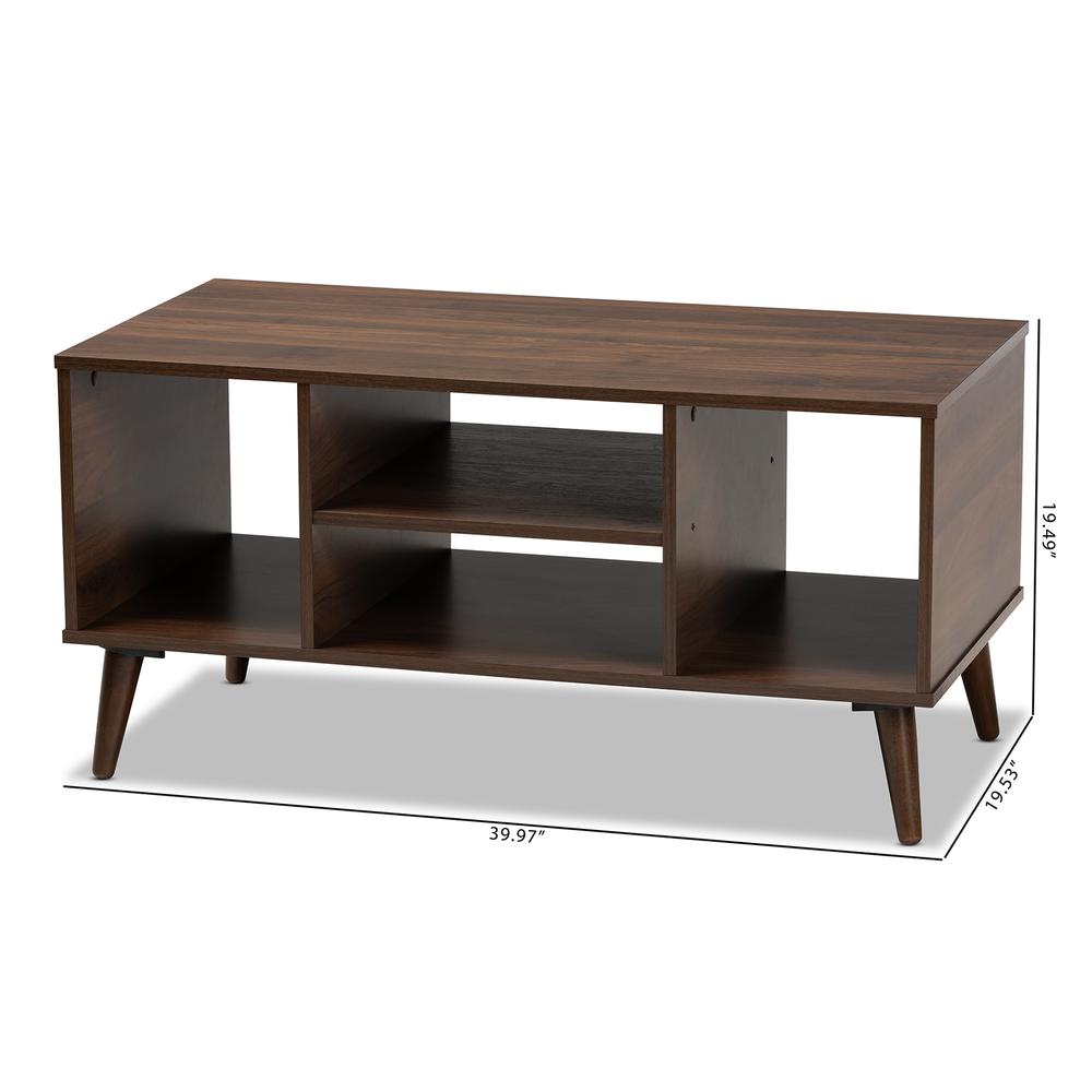Baxton Studio Linas Mid-Century Modern Walnut Finished Coffee Table. Picture 14