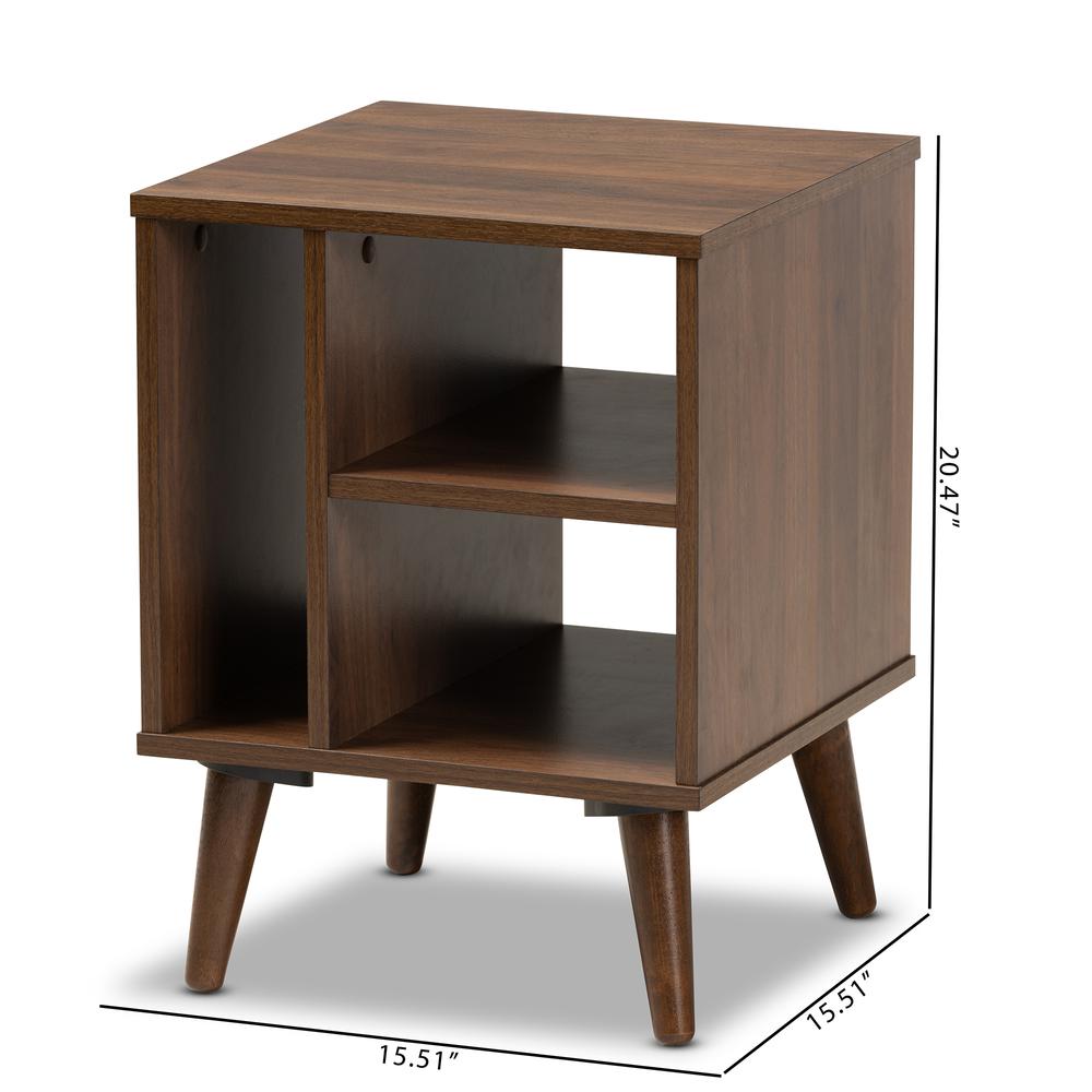 Baxton Studio Sami Mid-Century Modern Walnut Finished Wood End Table. Picture 16