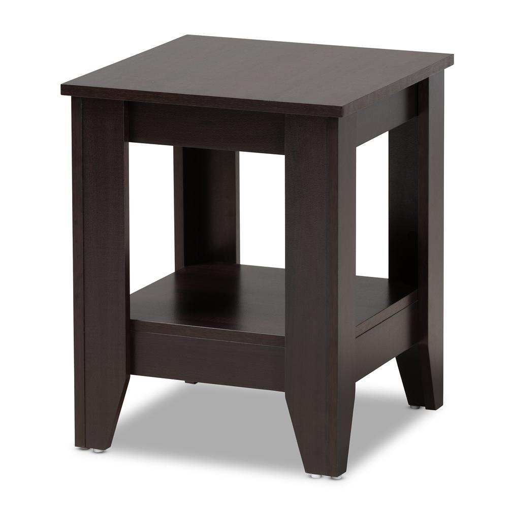 Baxton Studio Audra Modern and Contemporary Dark Brown Finished Wood End Table. Picture 7