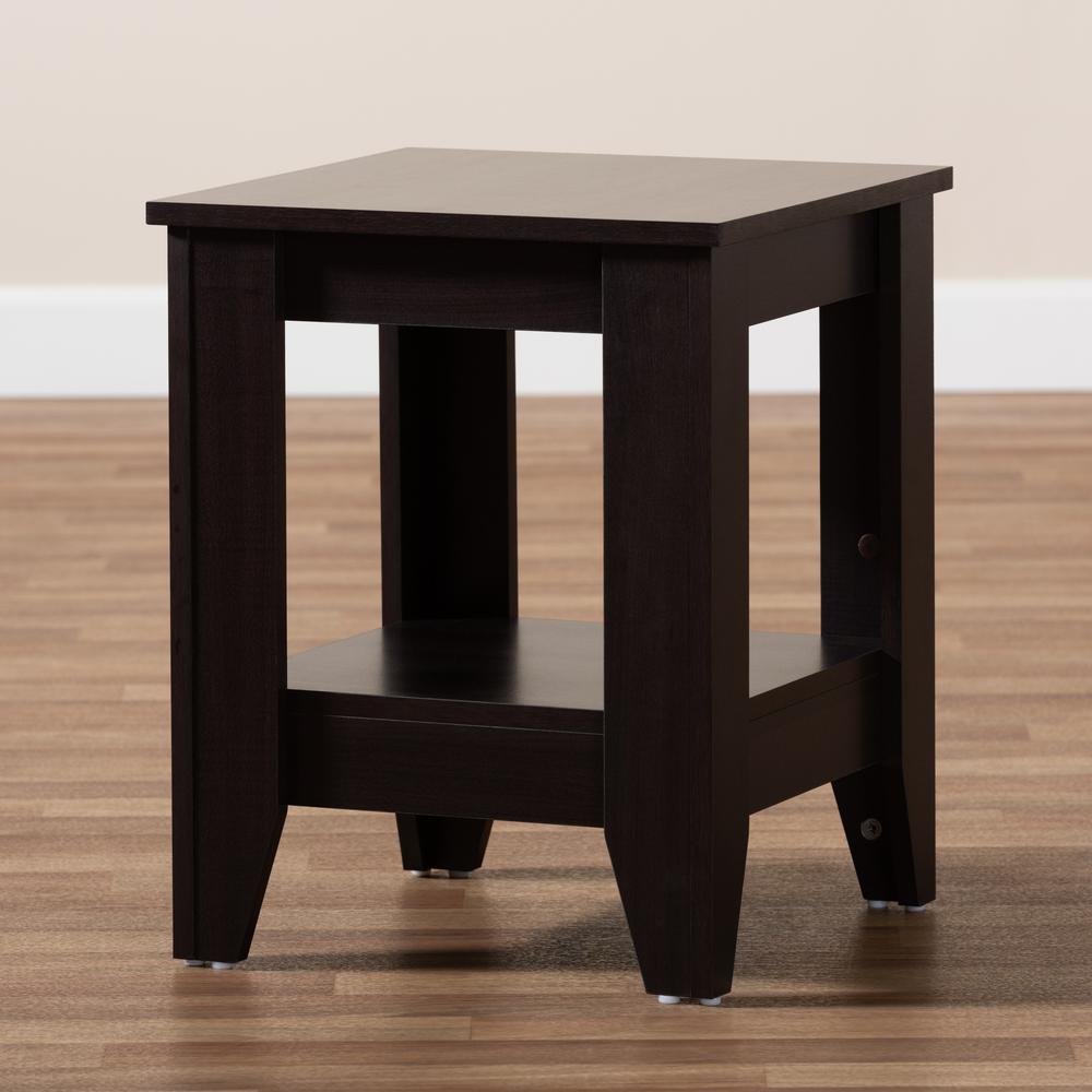 Baxton Studio Audra Modern and Contemporary Dark Brown Finished Wood End Table. Picture 11