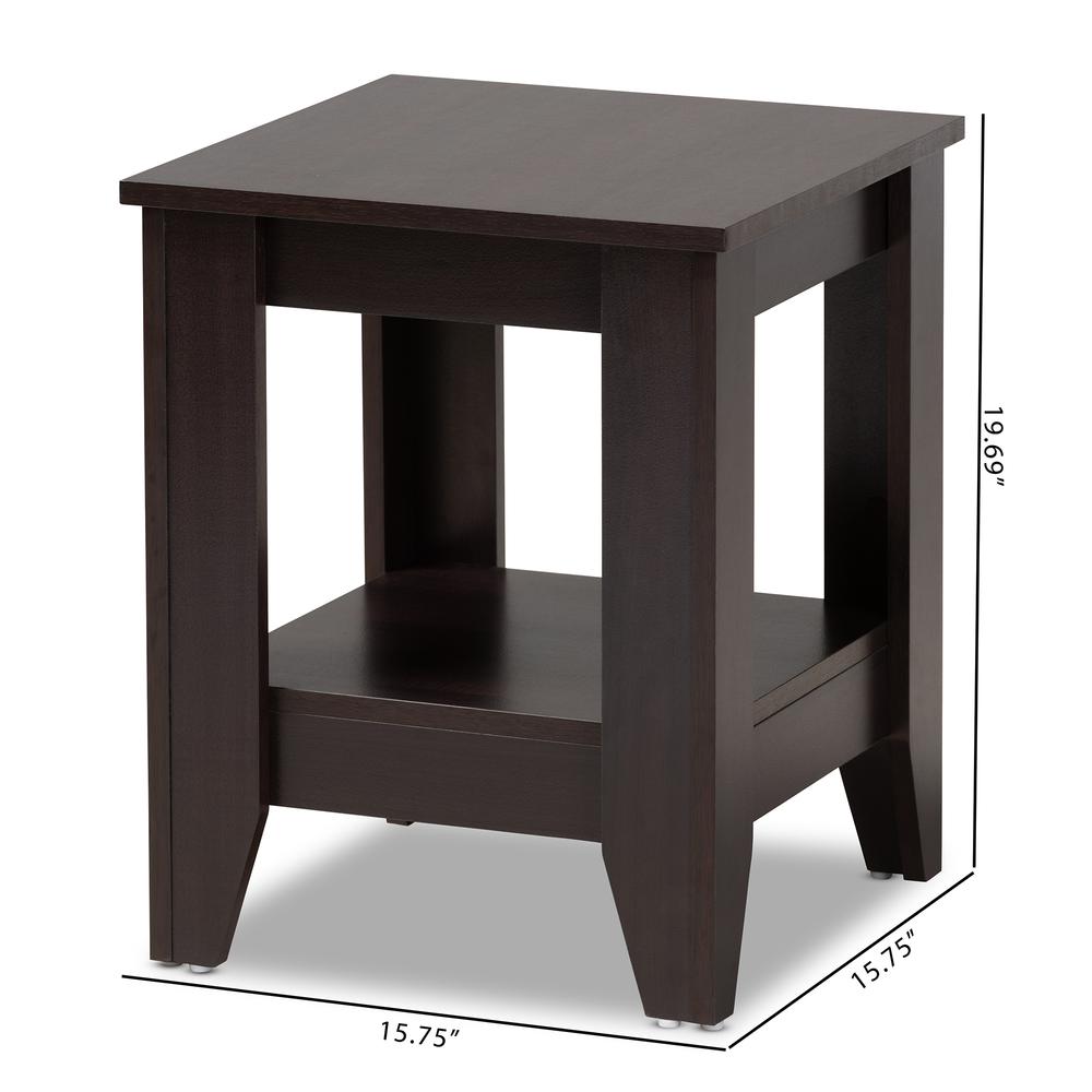 Baxton Studio Audra Modern and Contemporary Dark Brown Finished Wood End Table. Picture 12